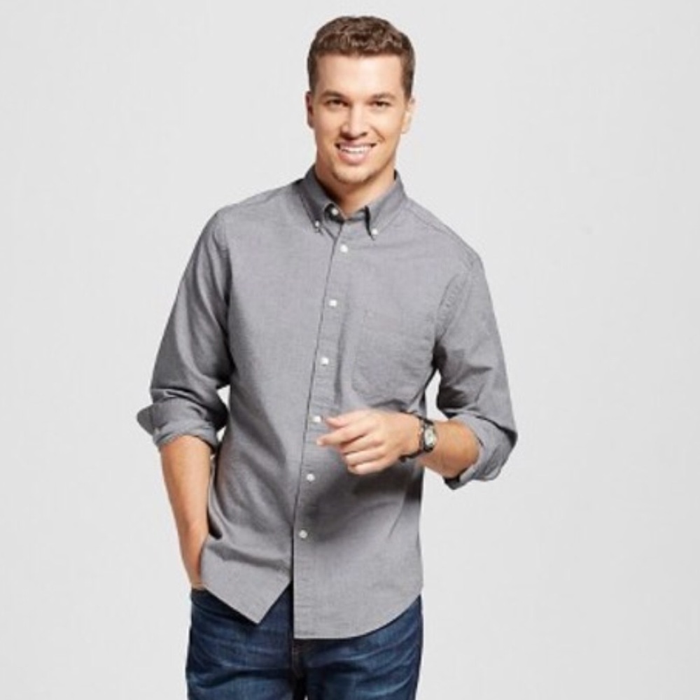Dark gray button down